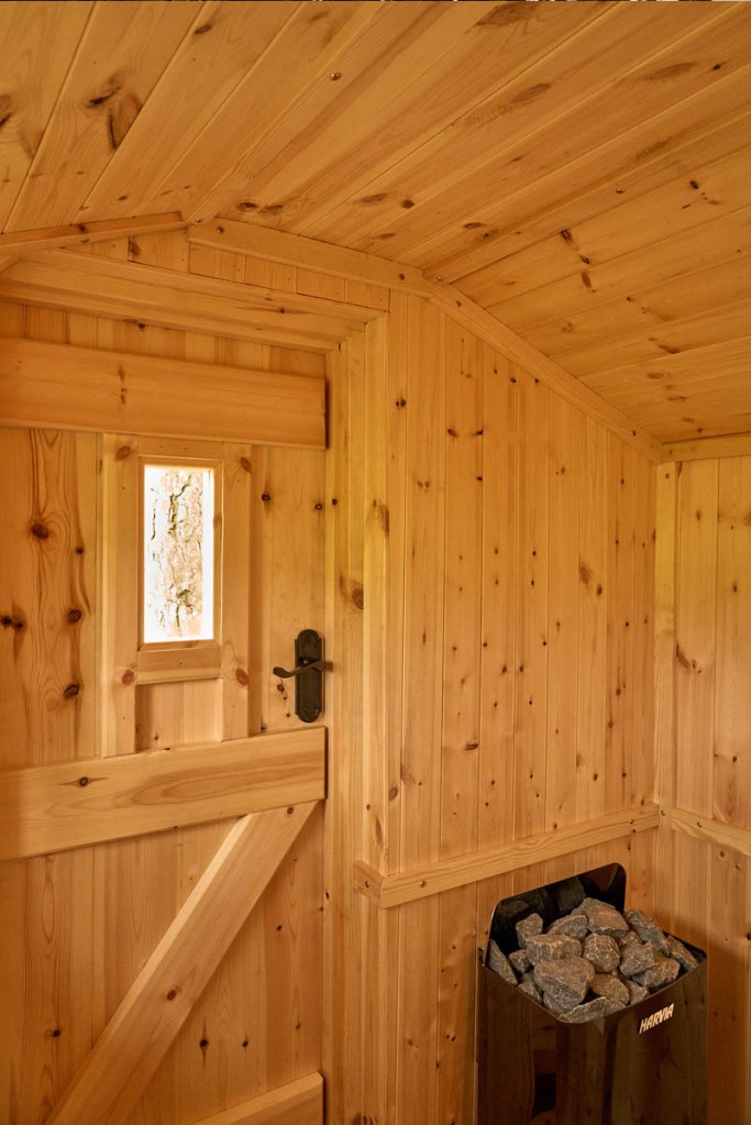 Inside Hadrian's Wall Huts Sauna in Northumberland