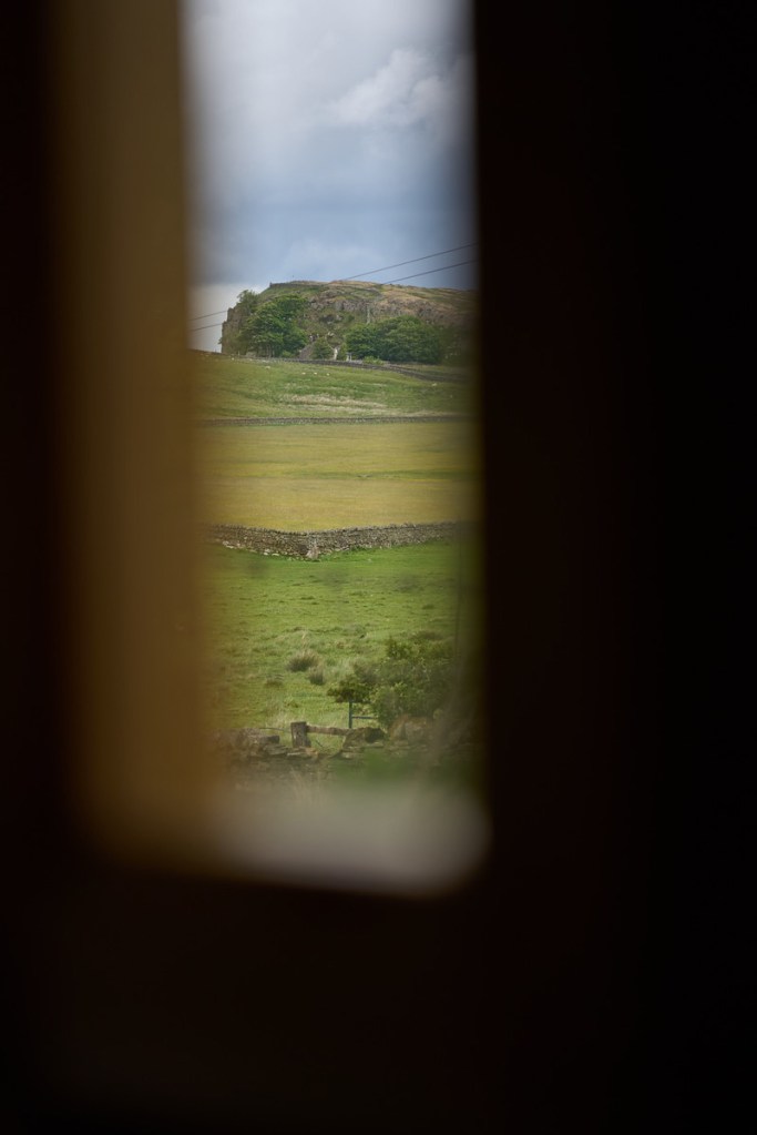 The view of steel rig on Hadrian's Wall from the Hadrian's Wall Huts Sauna in Northumberland